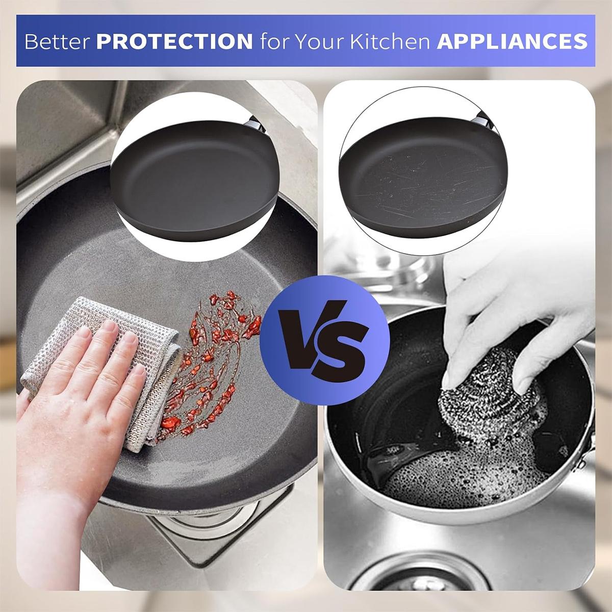 12pcs Non Scratch Wire Dishcloth Multipurpose Wire Dishwashing Rag for Wetand Dry, Metal Scrubbers for Cleaning Dishes, Dual-Sided Kitchen Cleaning Cloth with Mesh,Cleaning Tool for Pot,Silver