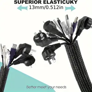 Polyamide Cable Sleeve, 1/2 Inch Wire Loom Tubing, Split Sleeving for USB, Audio & Video Cables, Cat Chew Resistant Cord Protector