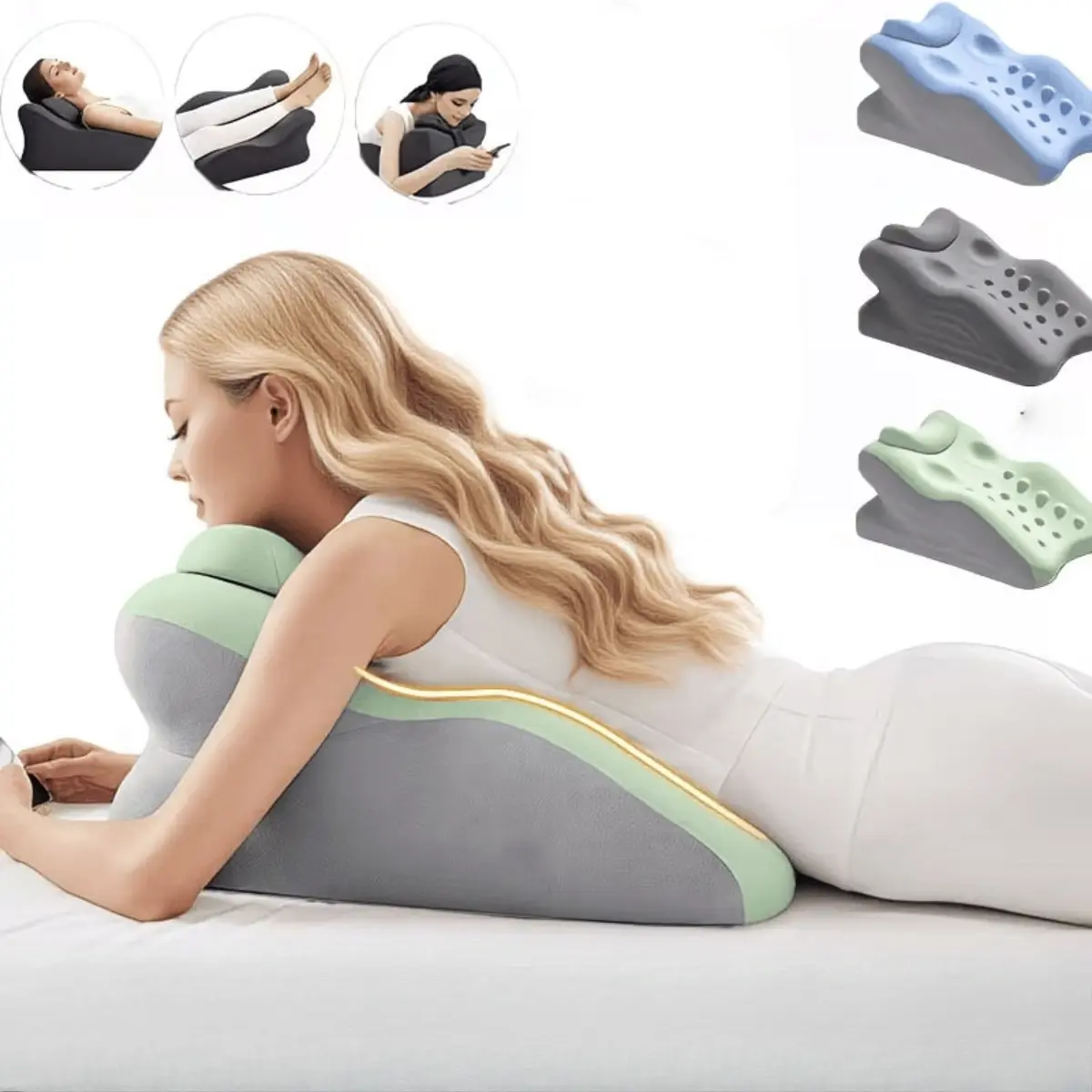 Ergonomic Multi Purpose Memory Foam Pillow, Breathable Support Cushion for Side and Back Sleeping, Neck Relaxation Pillow with Removable Washable Cover for Sleep and Back Support, Supportive Head Cushion