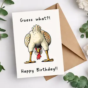 Funny Chicken Butt Birthday Card-– Envelope Included, Blank Inside – Ideal for Friends or Family Birthdays