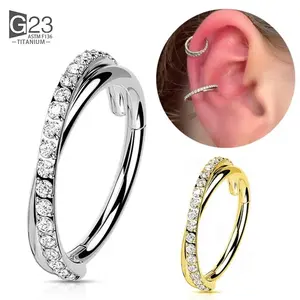 Implant Grade G23 Titanium Hinged Seamless Earrings Clicker Hoop Ring for Cartilage Helix Rook Septum Daith Tragus Conch
