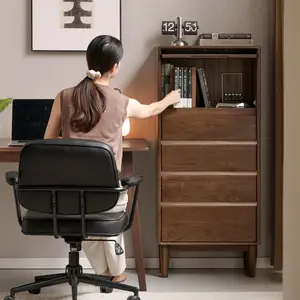 YESWOOD 100% Solid Walnut Wood Small Storage Cabinet, Pantry Cabinets for Kitchen Storage with Shelves and Drawer, Accent Cabinet for Living Room, Bedroom 21.65" W x 13.77" D x 49.21" H