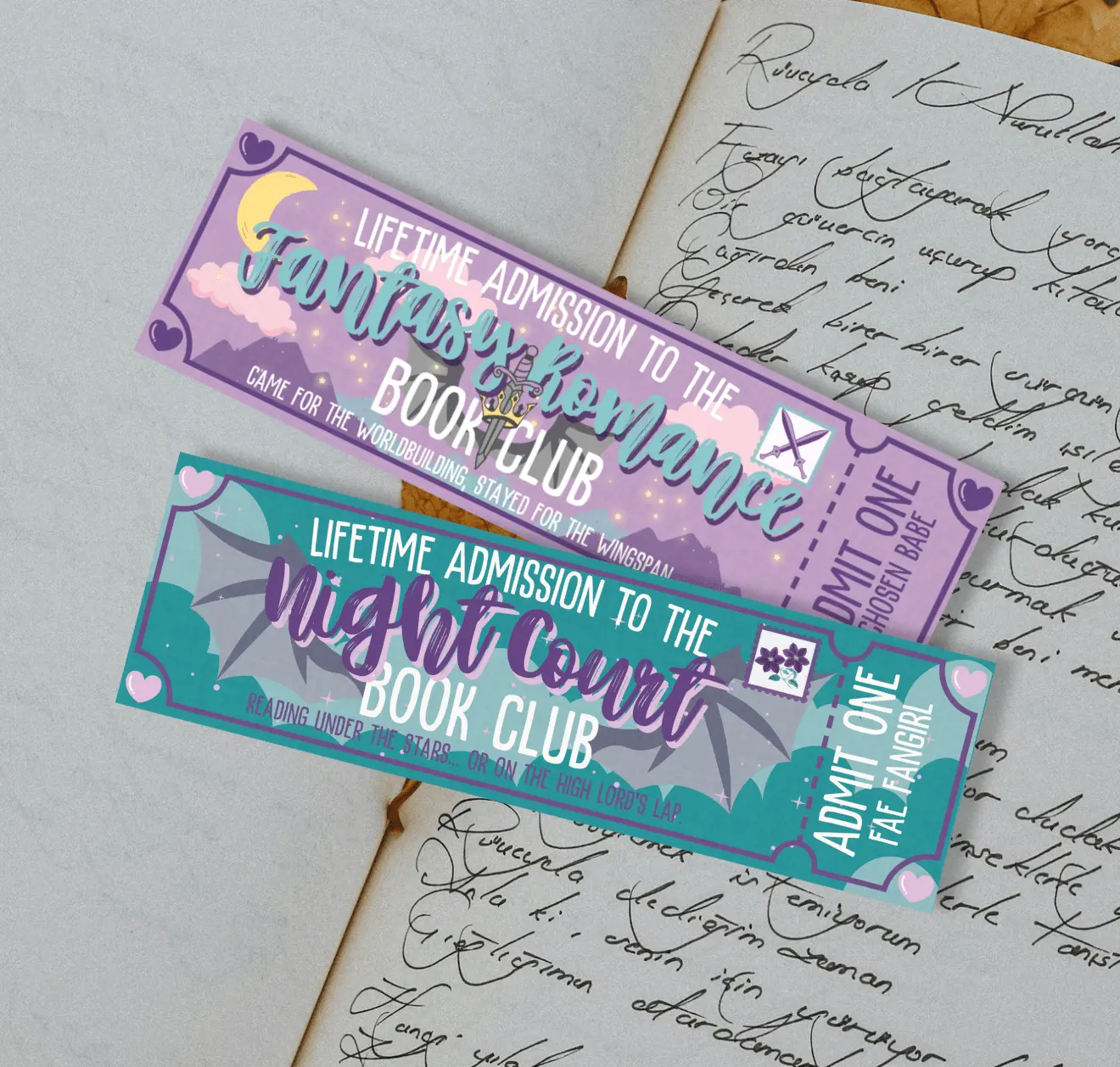 Night Court/Fantasy Romance Book Club Dual-Sided Matte Cardstock Bookmark Event Giveaways Durable