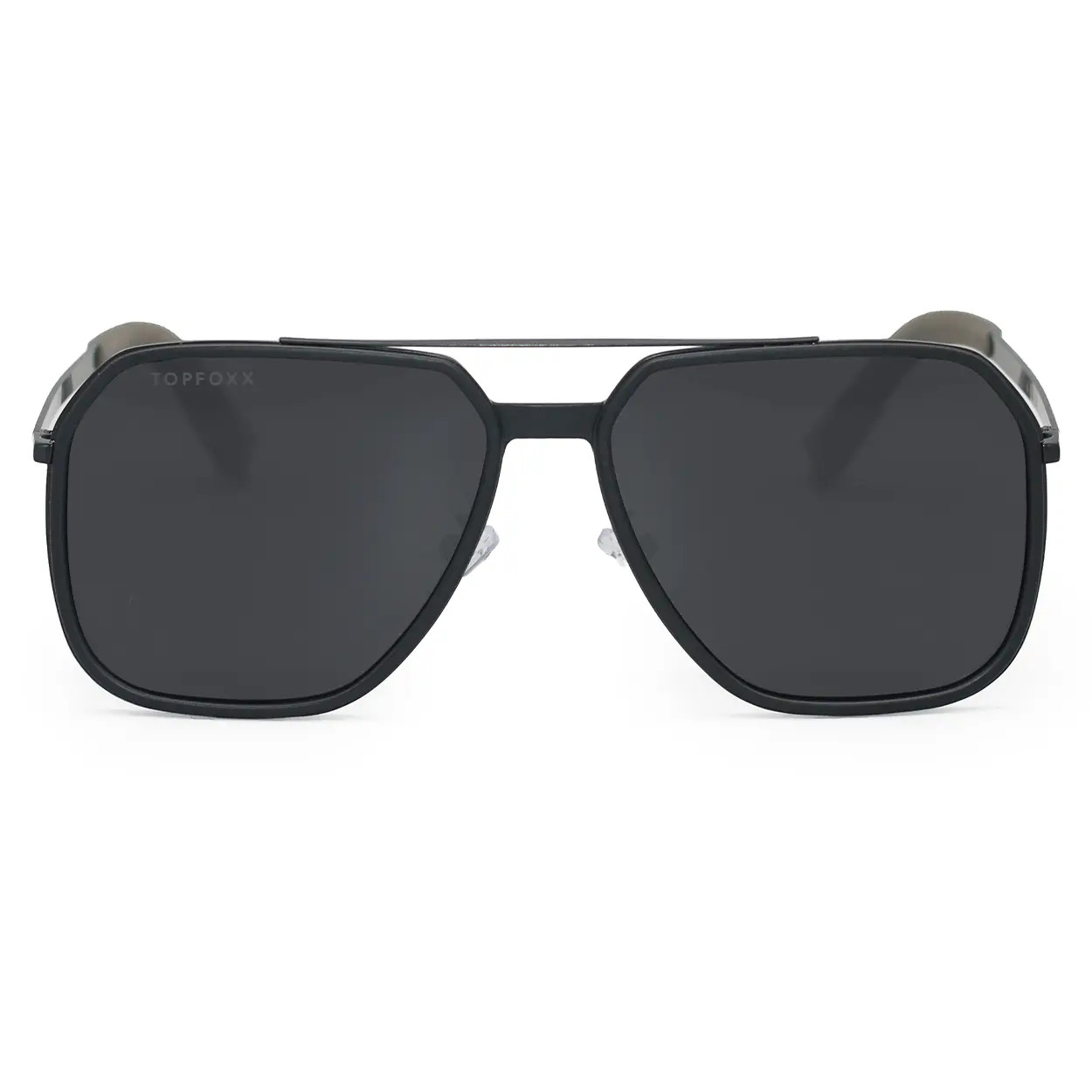 Nova - Black - Squared Aviators Sunglasses - Certified Shatter-Resistant Lenses - UV400 - For Women & Men Nova - Black - Squared Aviators Sunglasses - Certified Shatter-Resistant Lenses - UV400 - For Women & Men