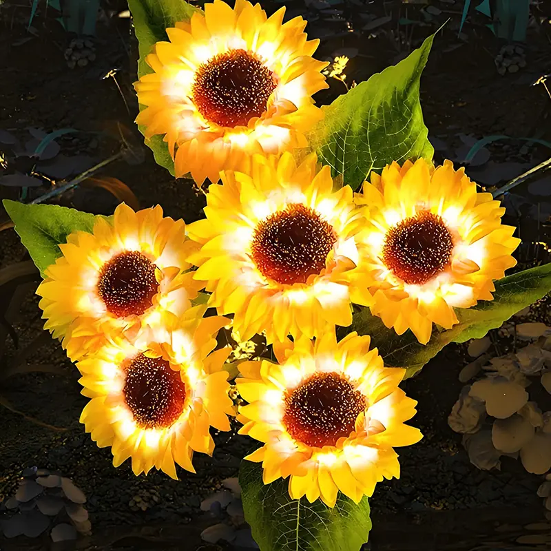 Eco-Friendly Solar-Powered 6 Blooming Sunflowers Garden Lights, Waterproof Outdoor Landscape Lamp, Patio Backyard Decoration, Cottagecore Style, Mother's Day Gift, Gift Idea