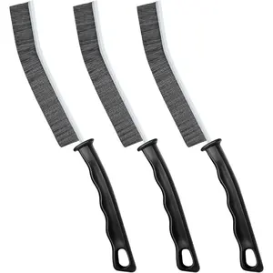Crevice Cleaning Brush Set, Hard Bristle Grout Brushes for Gaps & Corners, Multi-Purpose Detail Cleaning Tool for Bathroom, Kitchen, Tiles, Windows & Door Slots, 3 Pack