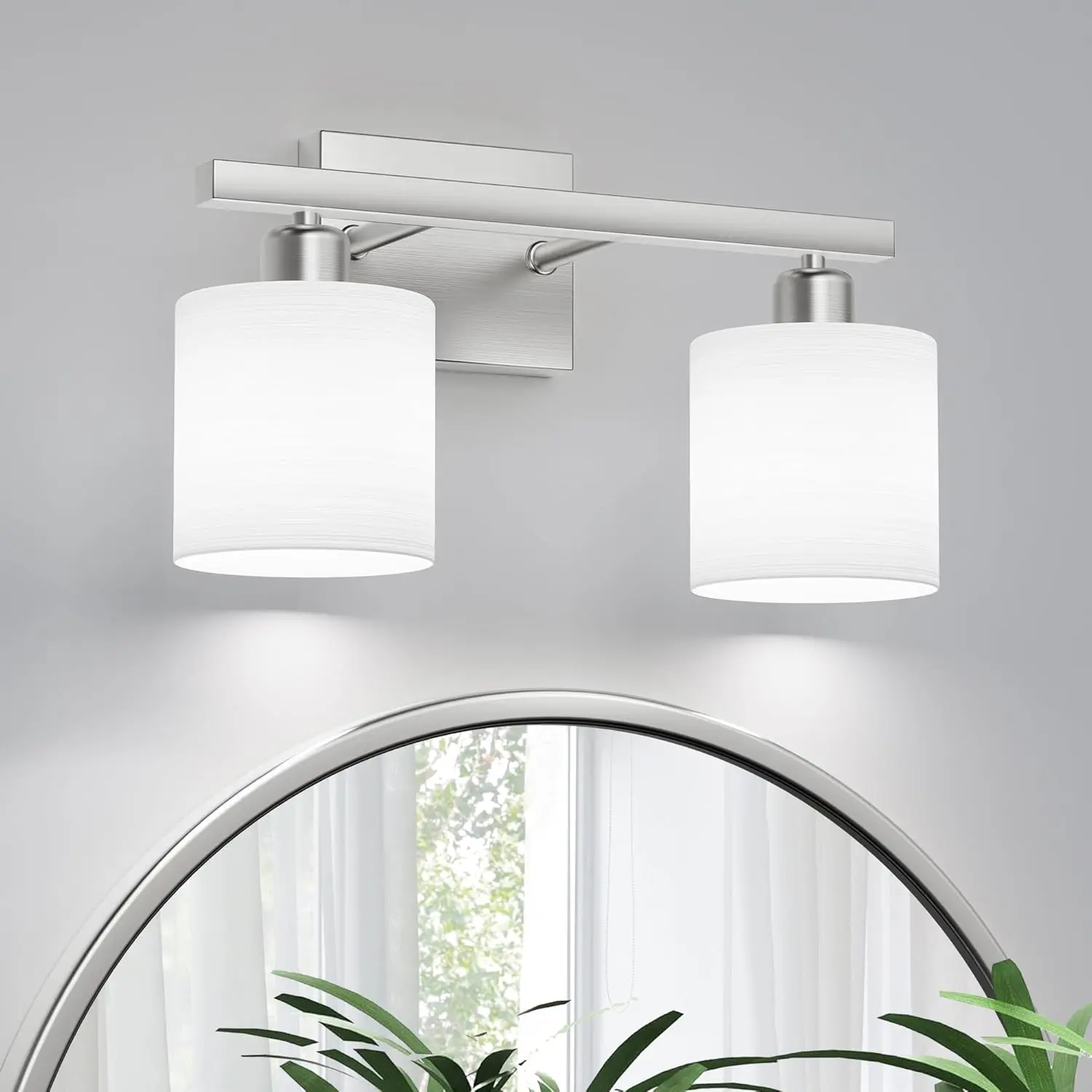Bathroom Light Fixtures, Bathroom Lighting Fixtures Over Mirror, Classic Vanity Lights, Modern Vanity Light with Textured Frosted Opal White Glass Shades