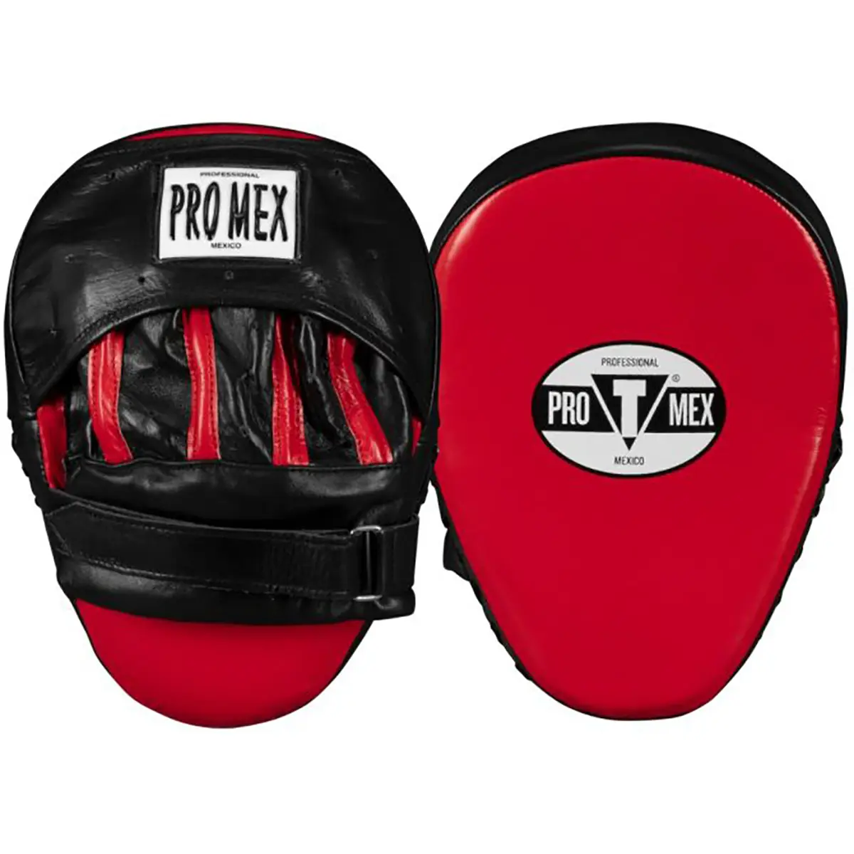 Title Boxing Pro Mex Pantera Curved Punch Mitts 3.0 - Black/Red, Genuine Cowhide, Adjustable, Breathable, Curved Striking Surface, Interior Rubber Palm Ball, Martial Arts, Natural Feel