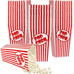 50 Pcs 5.5 Inches Tall Red & White Striped Popcorn Boxes Mini Popcorn Buckets & Popcorn Bowl for Party Movie Theater Home Carnival Decorations