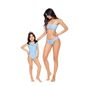 Striped Blue and White Bikini Set with Removable Pads and Straps