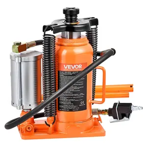 VEVOR Air Hydraulic Bottle Jack, 20 Ton (44092 lbs) Capacity, 10.2-19.5 Inch Lifting Range, Pneumatic/Manual Heavy Duty Welded Bottle Jack with Pump for Car, SUV, Pickup, Truck, RV Auto Repair, Orange