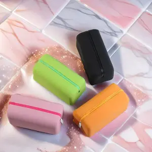 Silicone Makeup Bag Makeup Organizer Pouch Waterproof Dustproof Portable Storage Bag Large Capacity Foldable Easy Clean Travel Washbag Organizer