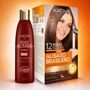 Kativa Brazilian Straightening Kit: 12-Week Salon-Quality Smoothing + Post-Straightening Shampoo 250ml Conditioner Haircare Keratin Organic Argan Oil