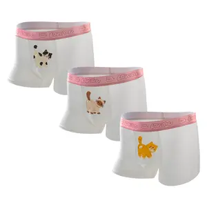 Men's Playful Cat Balls Boxer Trunks 3 Pack Soft Cotton Blend Underwear 3D Pouch Wide Waistband Funny Gift