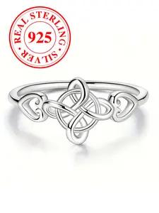 S925 sterling silver exquisite Celtic knot ring Elegant Casual Ring ladies fashion elegant unique design suitable for everyday party wear jewelry Valentine's Day gift（with box）