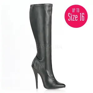 DEVIOUS DOMINA-2000 Black Stretch Pu Fetish Knee High Boots