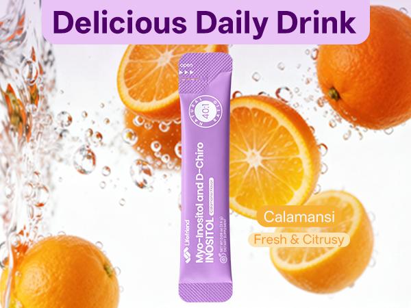 Lifefriend Hormone Balance Drink for Women, 7 Stick Packs – Inositol Powder Drink Mix with 2000mg Myo-Inositol + D-Chiro 40:1 Ratio, Cycle Support & Women's Wellness, Calamansi Flavor