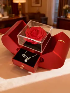 Inlaid zircon pin heart-shaped pendant necklace with gift box suitable for daily wear, vacation, dating and other occasions. It is also a surprising and exquisite small gift