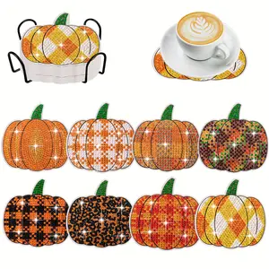 3D Diamond Painting Pumpkin Coaster, Suitable for Placing Coffee and Milk, Ideal for Home Use, Gifting, Christmas Present