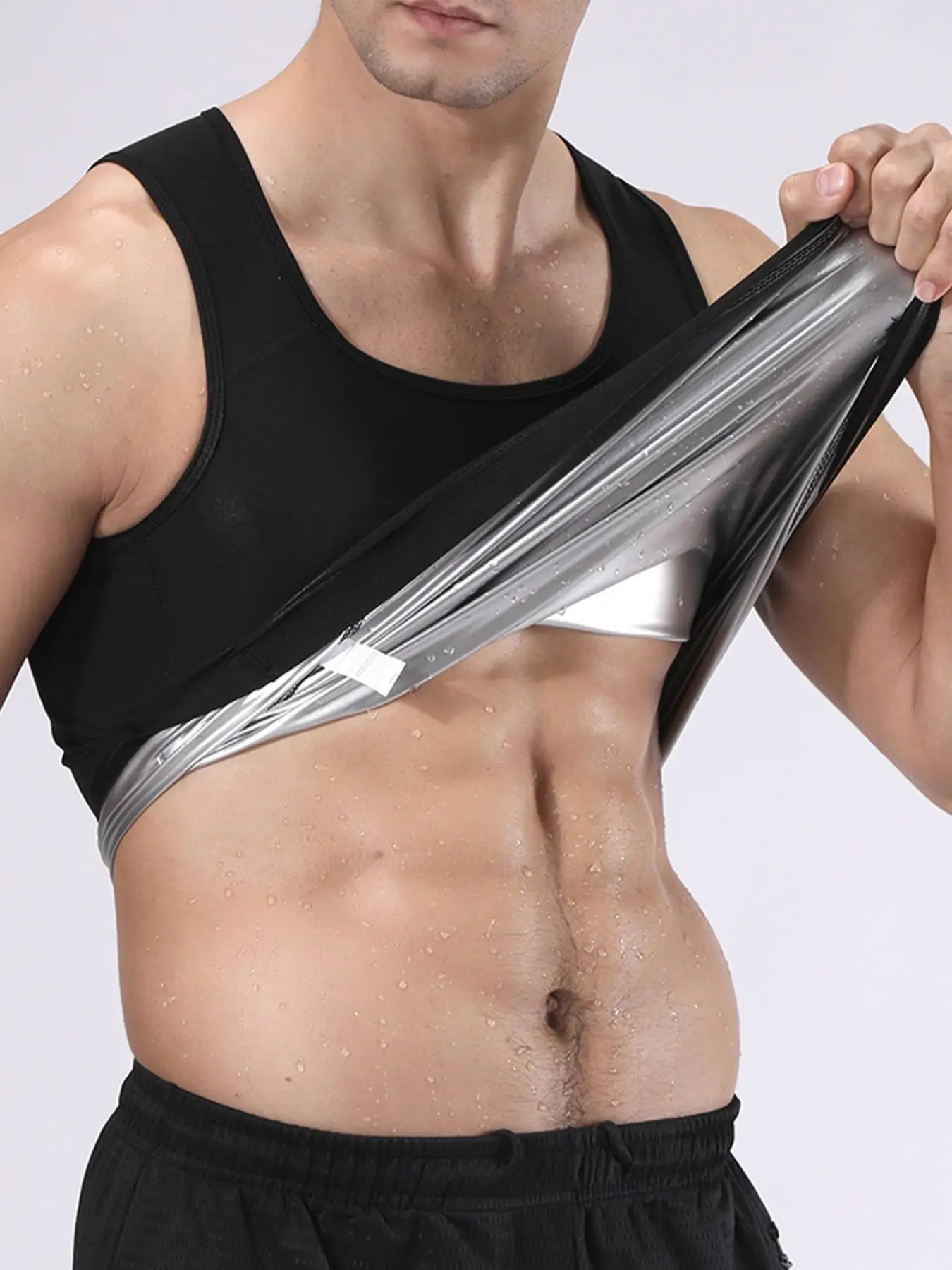 Men's Plain U Neck Mesh Sauna Vest, Men's Compression Shirts Gym Tops, Sporty Breathable Comfortable Absorbs Sweat Quick Drying Sauna Tops for Gym Wor