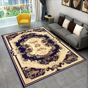Classic European Floral Medallion Flannel Area Rug - Royal Blue & Beige Ornate Print Soft Mat for Living Room & Bedroom, Non-Slip Luxury Home Decor #EuropeanStyleRug #RoyalBlueMedallionMat #LuxuryHomeDecor #OrnateFloralCarpet #NonSlipFlannelRug