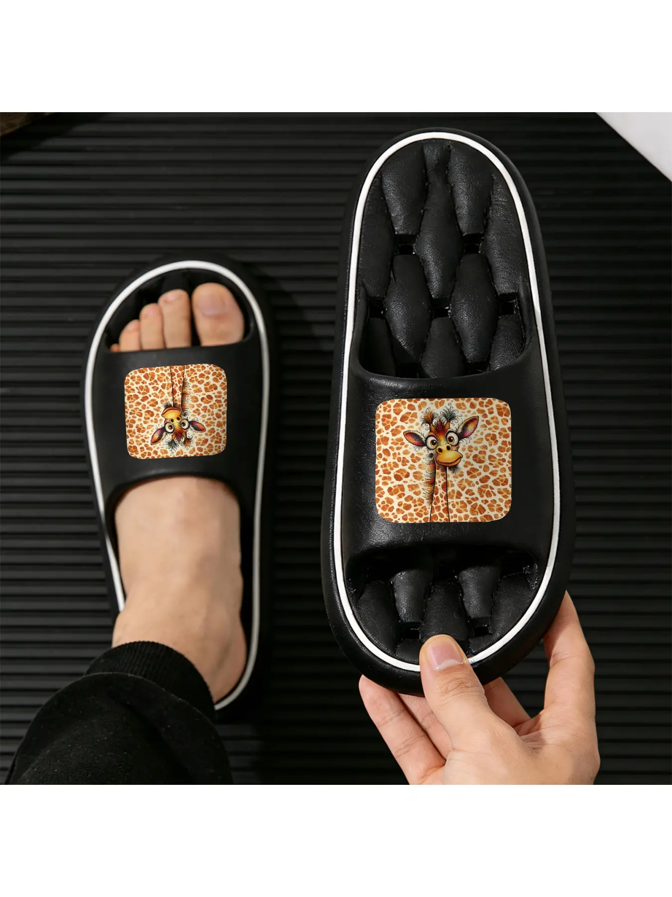 Funny Giraffe Print Slippers Creative Invisible Animal Pattern Indoor Soft-soled Slippers Unisex Non-slip Wear-resistant Silent Floor Slippers Suitable For Bedroom And Living Room Casual Wear Fun Desig