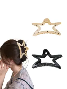 Star-shaped boca polka dot pattern large hair grip, cute and sweet style hair accessory for women, suitable for daily life and various occasions