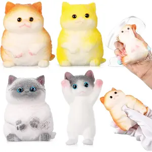 4 Pcs Fat Taba Cat Pinch Kit Cute Soft Fidget Squeeze Stress Relief Kawaii Funny Taba Kitten Ideal Memorial Gift  Cat Lovers Adult Fun
