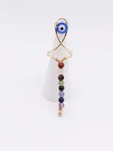 Authentic Natural Crystal Gemstone - 7 Stone Chakra Ankh Statement Ring With Eye Of Nazar Handmade Wire Wrapped Crystal Rings