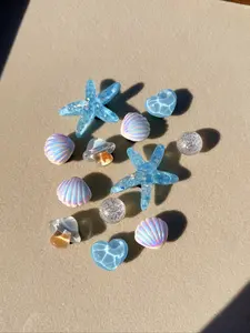 12 Cute Shoe Clips Set, Starfish Blue Sequins Shell Mushroom Wave Heart Design, Decorative Accessories for Women Sandals Slippers Beach Bags, Shoe Embellishments, Shoe Charms, Shoe Decoration