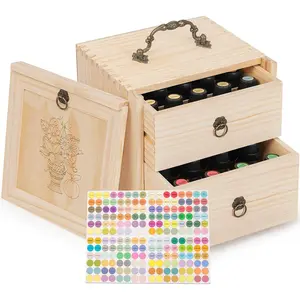 Essential Oil Storage Box for 40 Bottles, Wooden Essential Oils Holder Organizer Holds 5-30ml for  & Doterra Bottles