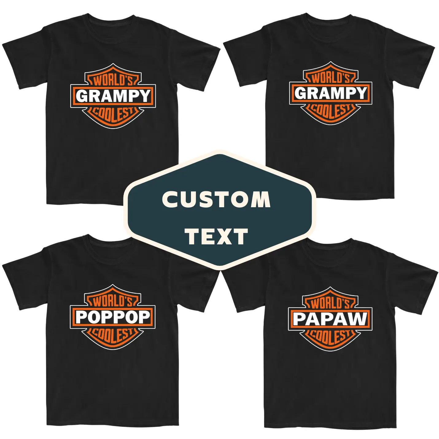 World's Coolest Grandpa Nickname Gift Motorcycle Dad Shirt, Father's Day Tee Birthday Gift from Grandkids