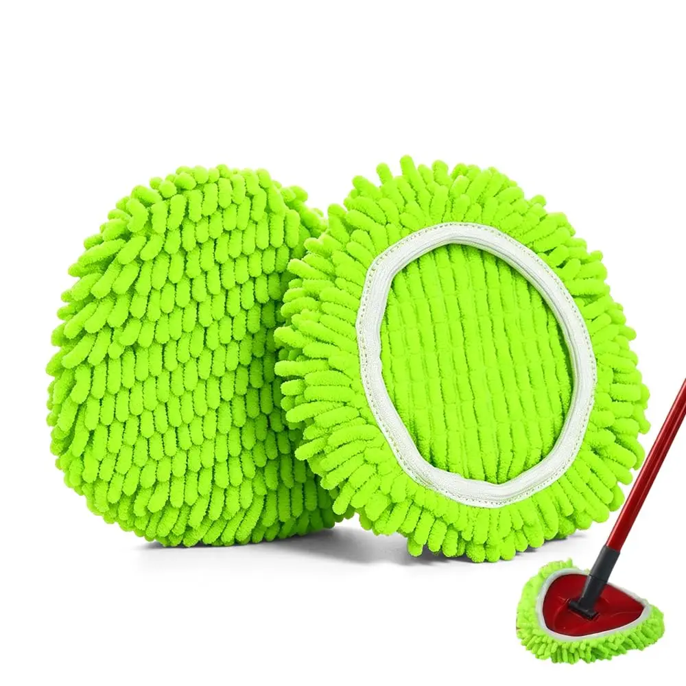 4-Pack Chenille Spin Mop Refill Heads, Compatible with O-Cedar EasyWring 1-Tank, Wet/Dry Dusting for Floors, Quickly Picks Up Pet Hair & Debris, Four-Pack