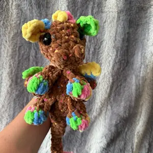 Crochet Cosmic Brownie Dragon Snuggler Crochet Plushie