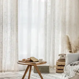 1pc Modern Japanese Style Linen Curtain, Light Filtering Window Covering for Living Room & Bedroom Decor, Elegant Home Decoration Accessory