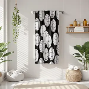 1Pc Minimalist Volleyball Pattern on Black and White Bathroom Hand Towel Bath Towel, Multiple Size Microfiber Towel, Ultra-Soft Quick Dry and Absorbent Polyester Large Bath Towel, Unique Home Decorative Kitchen Towel