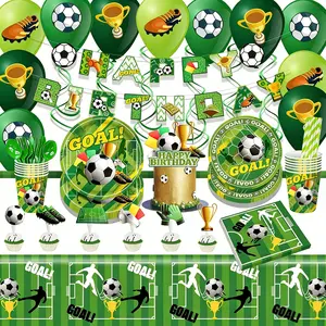 Football Plate Napkin Set, Football Party Supplies, Includes Fork Straw Cup, Game Day Party Essentials, Fusion Design Style