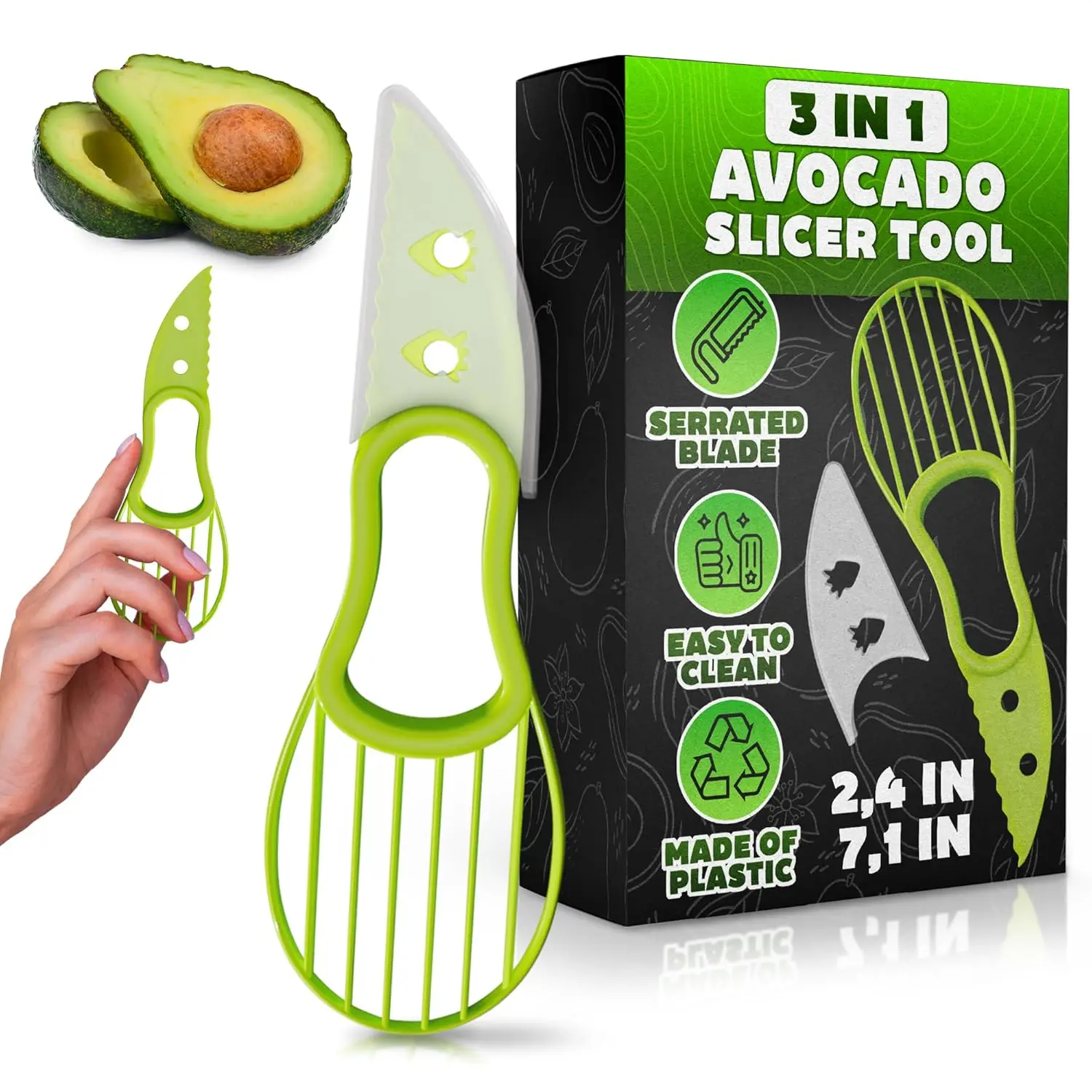 3-in-1 Food-Grade Plastic Avocado Slicer Utensil - Cutter, Peeler, Pit Remover with Durable Ergonomic Design for Easy Slicing, Scooping & Quick Kitchen Food Prep, Utensils