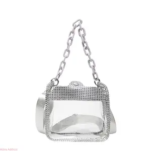 2025 New Transparent PVC Chain Shoulder Bag For Women Fashion Trendy Handbag Lightweight Summer Daily Use US Design Women.s Clear