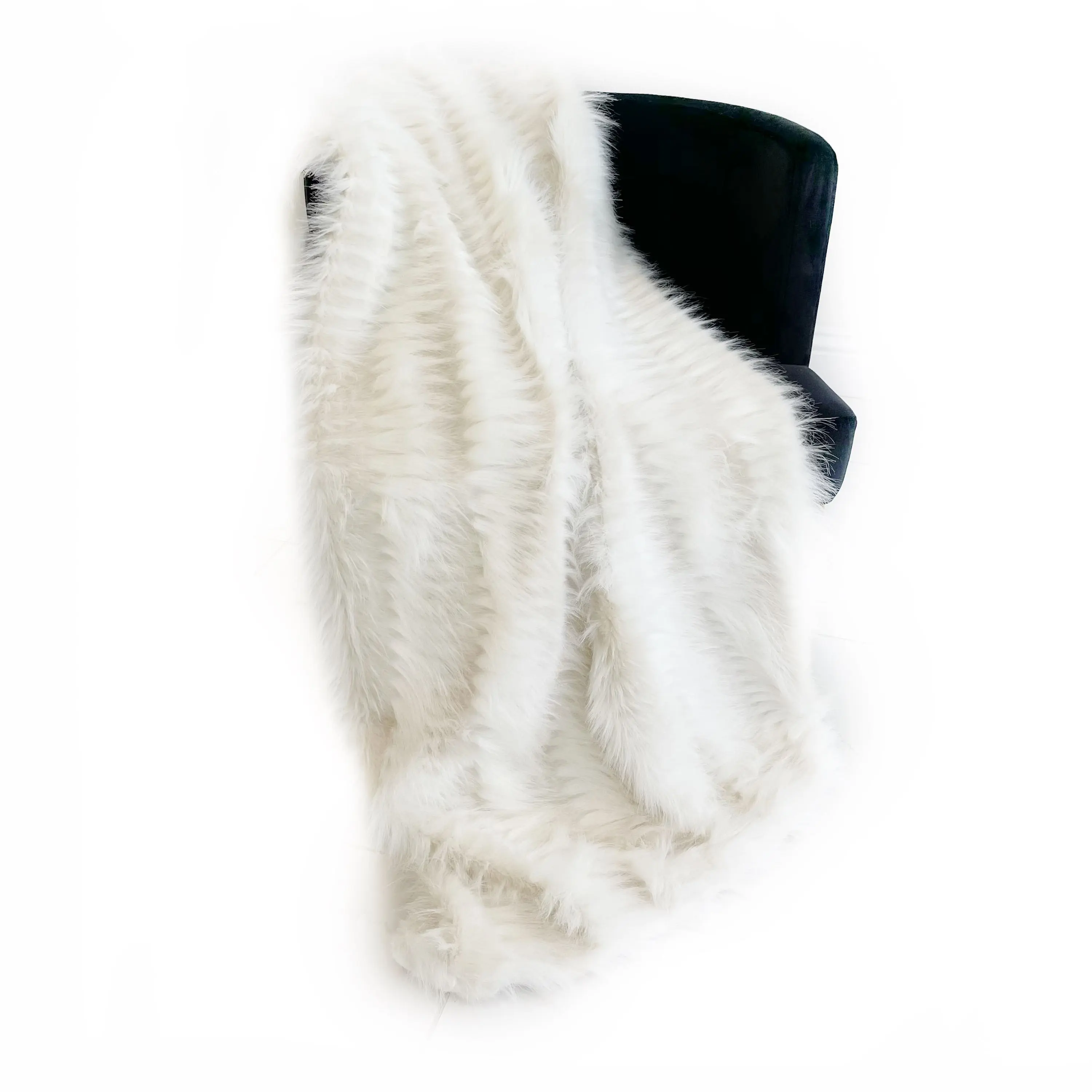 Plutus Luxe Ostrich Feather Throw – Off White Reversible Blanket