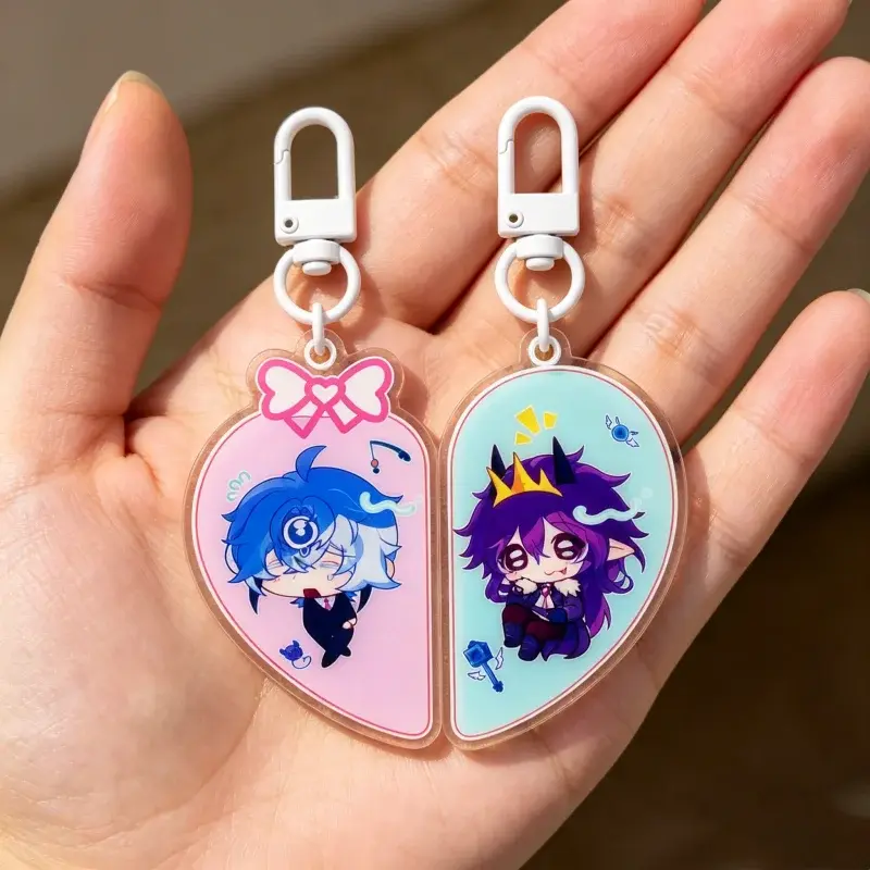 Unstable Universe Tax Duo Wemmbu & Eggchan Matching Heart Acrylic Keychain, Bag Charm