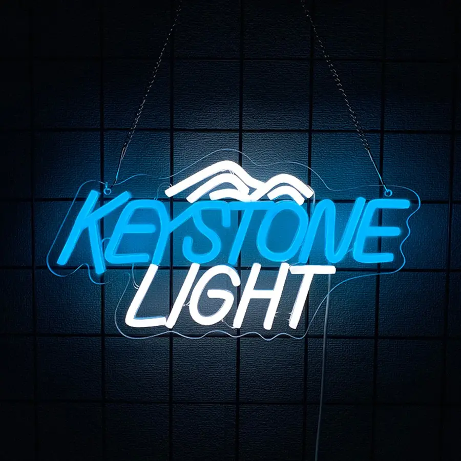 Keystone Light- Beer Neon Signs for Wall Decor Neon Bar Signs for Home Bar Decoration   Light up Business Signs for Beer Bar Man Cave Pub Store Restaurant Birthday