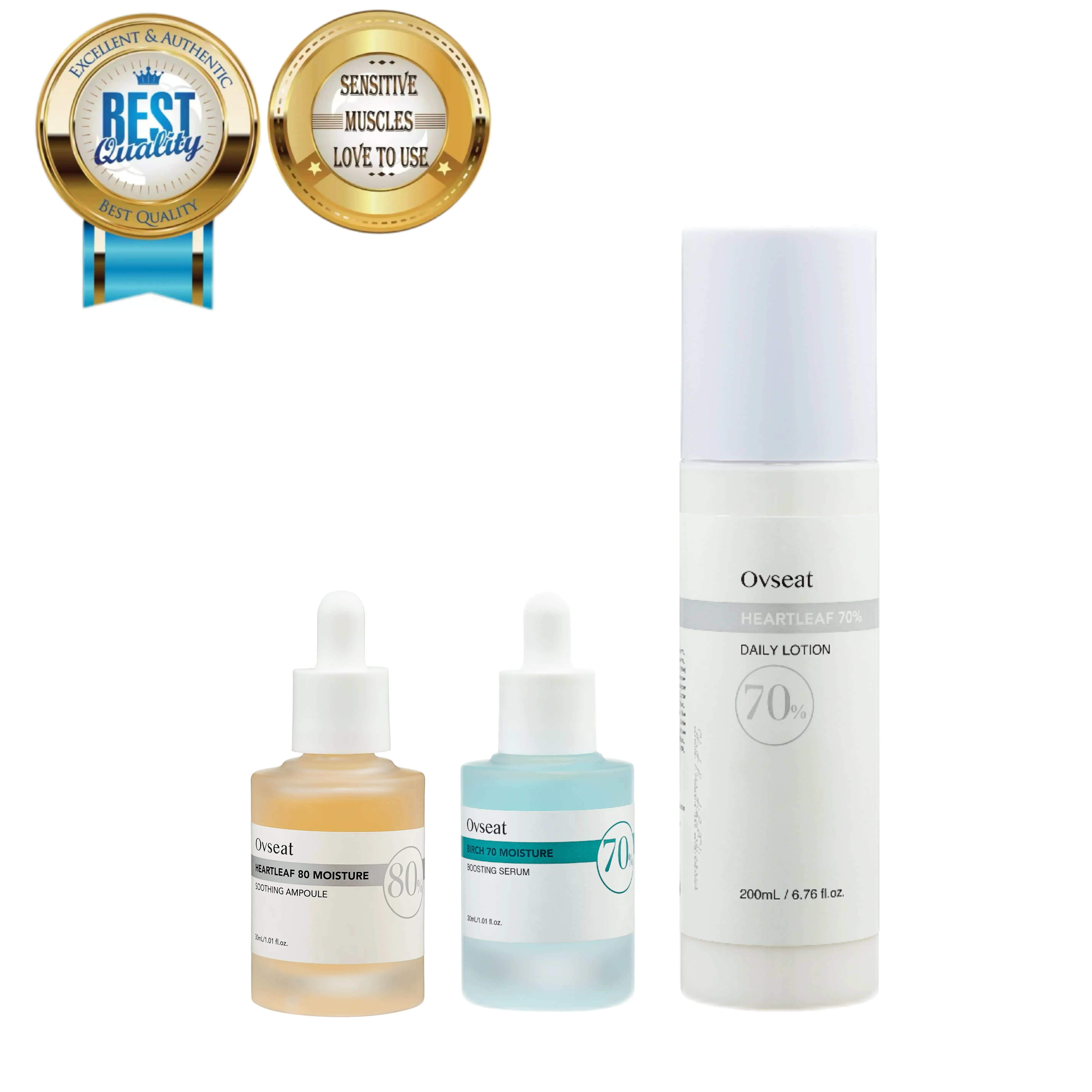 【Ovseat】Set of 3 Houttuynia Houttuynia 80% Ampoule Essence + Silver Birch 70% Ampoule Essence + Houttuynia 70% Soothing Lotion Skincare Serum