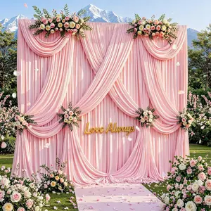 Wrinkle Free Baby Pink Backdrop Curtain for Parties, 6 Panels 10ft Polyester Pink Photo Backdrop Drapes for Graduation Birthday Wedding Party Stage Curtains, Thick Bulk Background Curtains