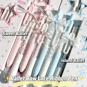 4pcs Ballet Quick-Dry Neutral Pens, 0.5mm Tip, High Aesthetic Design, Suitable for School Daily Writing, Smooth Ink Flow, Ideal for Students, Gift Pen