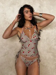 KULANI Swim Summer Sweet Cherry Plaid Bikini Set
