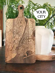 Personalized New York City Map Cutting Board: Engraved Charcuterie Board Chopping