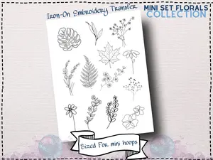 Mini Floral Embroidery Transfers – Iron-On Sheet for Stitching & Mending | Cottagecore Wildflowers for DIY Craft, Hoops, Patches
