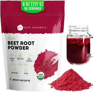 Kate Naturals Organic Beet Root Powder for Smoothies, Baking & Juice. Raw Beetroot Superfood & Natural Red Food Coloring (8oz, Non-GMO, Earthy Flavor)