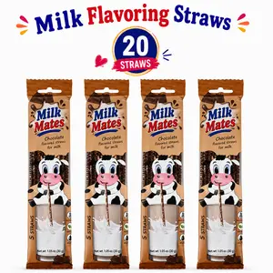 20 Milky Sip Chocolate Flavored Straws For Milk - 4 Packs of Milk Flavoring Straws, 5 Straws in Each. Magical Chocolate Flavor Makes Children Eager, Want and Love to Drink Milk